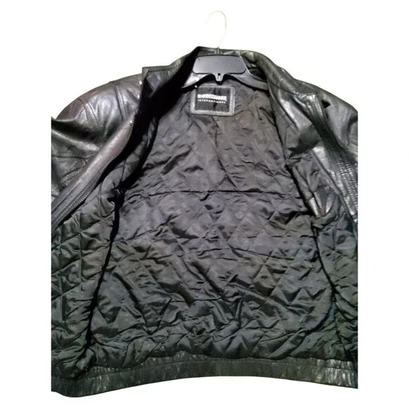 Expressions International Men’s L 42–44 Black Leather Bomber Jacket Vintage